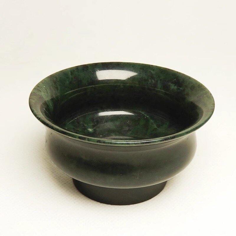 Natural verde escuro Jade Tea Cup, Boca grande água Cup, Medicine King Stone Tea Bowl, Copo de vinho