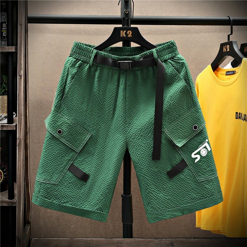 Modne spodenki narzędziowe Męskie letnie cienkie, codzienne pięciopunktowe spodnie Sportowe modne spodnie średnie Duże spodnie plażowe Odzież męska