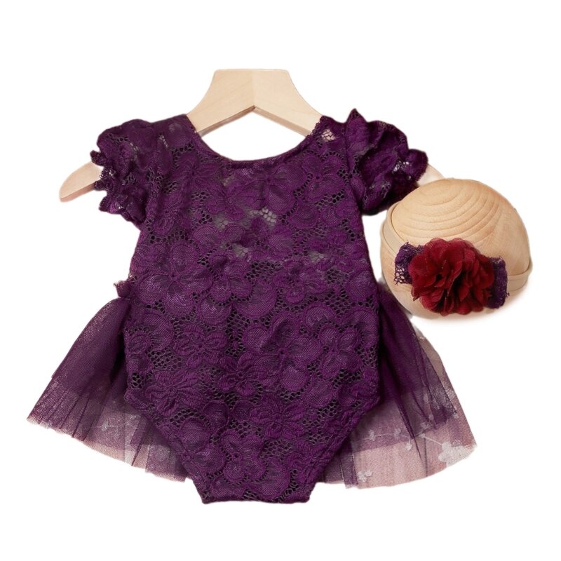 ทารกแรกเกิด Photo Props Headwear & Lace Jumpsuit Photo ชุด Photostudio อุปกรณ์เสริม DropShipping