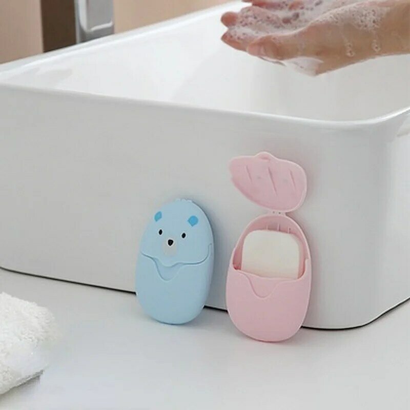 1 Box Disposable Paper Soap Portable Hand Washing Cartoon Mini Soap Paper Scented Slice Sheets for Travel Camping Body Cleansers