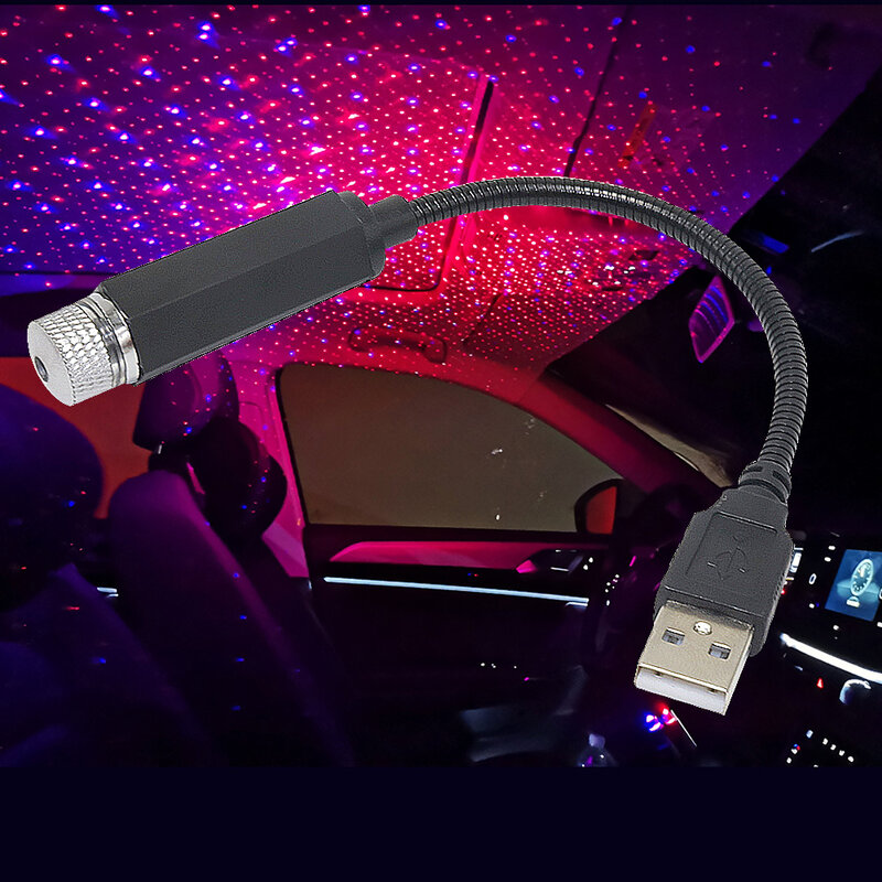 Mini proyector de luz LED para techo de coche, lámpara de galaxia de atmósfera, USB, ajustable, decoración de techo de habitación automática