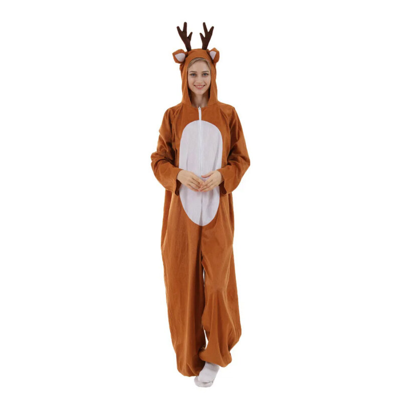 2021 New Christmas Elk All-in-One Set Couple Cosplay Party Stage Costume Bar Reindeer Costume