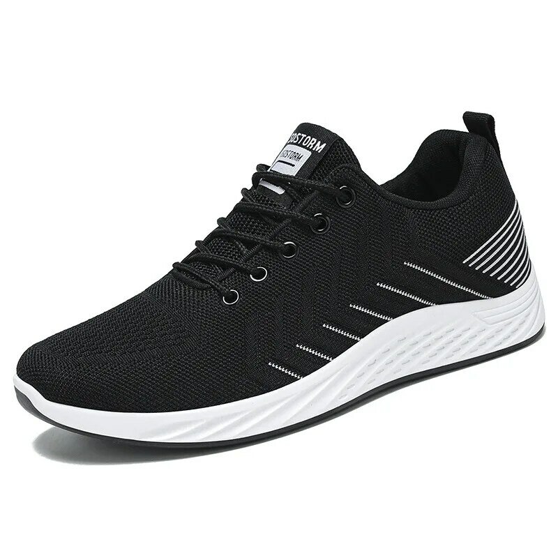 New men's fashion casual sneakers, men's flying woven shock-absorbing running shoes, version mesh breathable shoes
