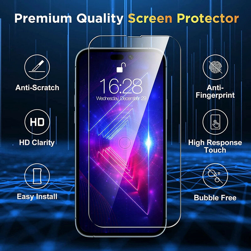 Protectores de pantalla para IPhone 12 13 Pro Max Mini, Protector de lente de cámara para IPhone 11 14 Pro MAX XS X 15, cubierta completa de vidrio templado