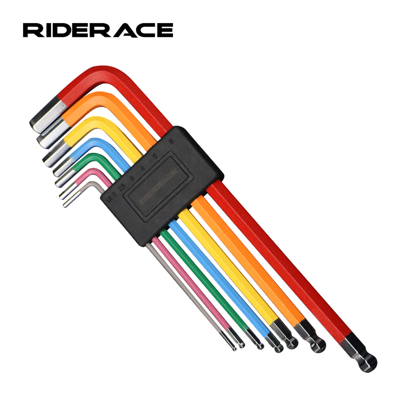 Set kunci Hex sepeda, 7 buah kunci pas pembuka bola datar segi enam warna-warni, Kit alat perbaikan sepeda jalan MTB 1.5/2/2.5/3/4/5/6mm