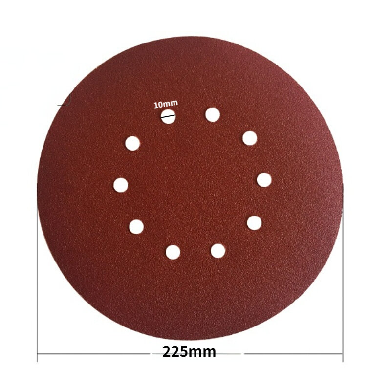Disco de lija abrasivo para lijadora de paneles de yeso, papel de lija de 10 agujeros, 9 pulgadas, 60-2000mm, #225mm, acabado de muebles de madera, 10 unidades
