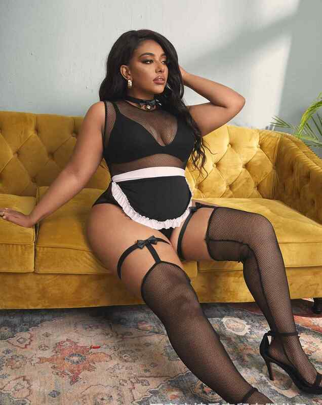 Wholesale Women's Sexy Plus Size Mesh See-through Roleplay Maid Underwear Adult Lady Large Size Lingerie Bodysuit XXL Cos Outfit