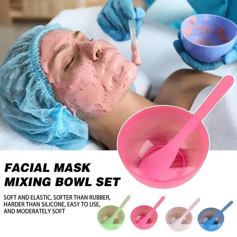 Máscara Facial Mixing Bowl Set, cabeça macia com raspador, integrado de dupla utilização escova de filme de lama, filme DIY ajustando beleza ferramenta