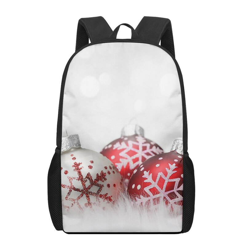 Mochilas con estampado navideño de Papá Noel para niños, bolsos escolares para estudiantes, bolsos de hombro, bolsa de viaje ligera