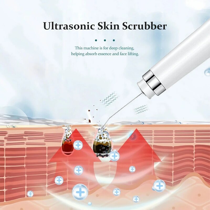 Ultrasonic Skin Scrubber ทำความสะอาดผิวหน้า Pore Cleaner สิวสิวหัวดำ Remover Peeling Shovel อุปกรณ์ความงามเครื่อง