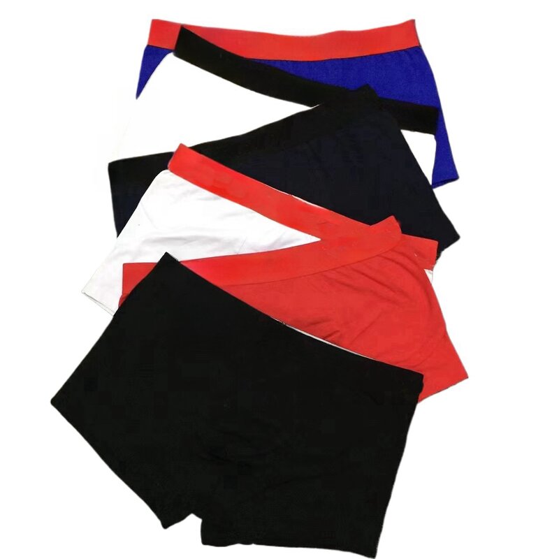 Men Letter Logo Cotton Boxer Shorts Trendy Soft Breathable Underwear Comfortable Knitted Cotton Mid-waist Boxer Shorts Adults