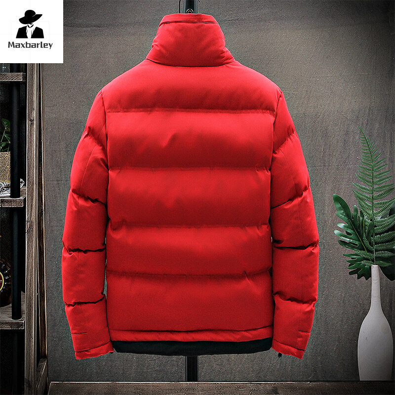 2024 Winter Men's Parka Fashionable Fake Two-Piece Wool Collar Warm Down Cotton Jacket Men's Luxury Padded Warm Short Men's Coat