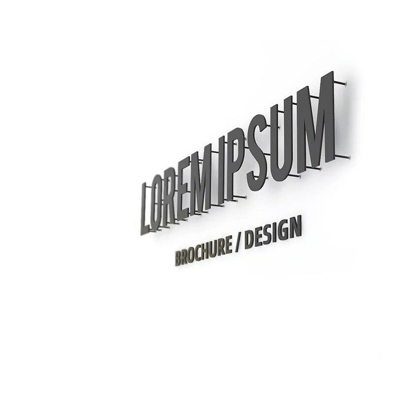 Dostosowana ściana biurowa metalowa litera czarna farba Strut znaki litery alfabetu Logo biznes na zewnątrz lub wewnątrz