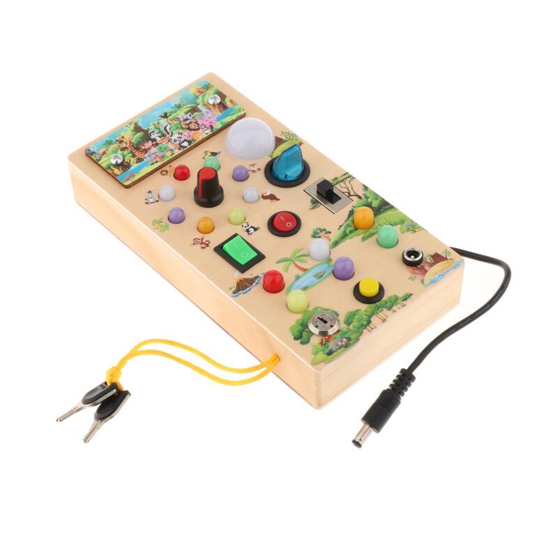 Sensory Board com interruptores para crianças, Busy Board, atividade dos desenhos animados, habilidades motoras finas, educação precoce, presentes de viagem para crianças, 1-3