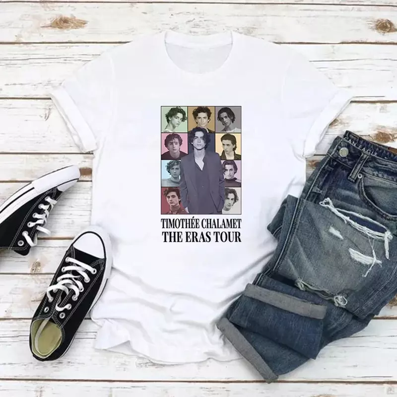 Timothee Chalamet The Eras Tour T-shirt para as Mulheres, 100% Algodão, Streetwear manga curta, roupas vintage