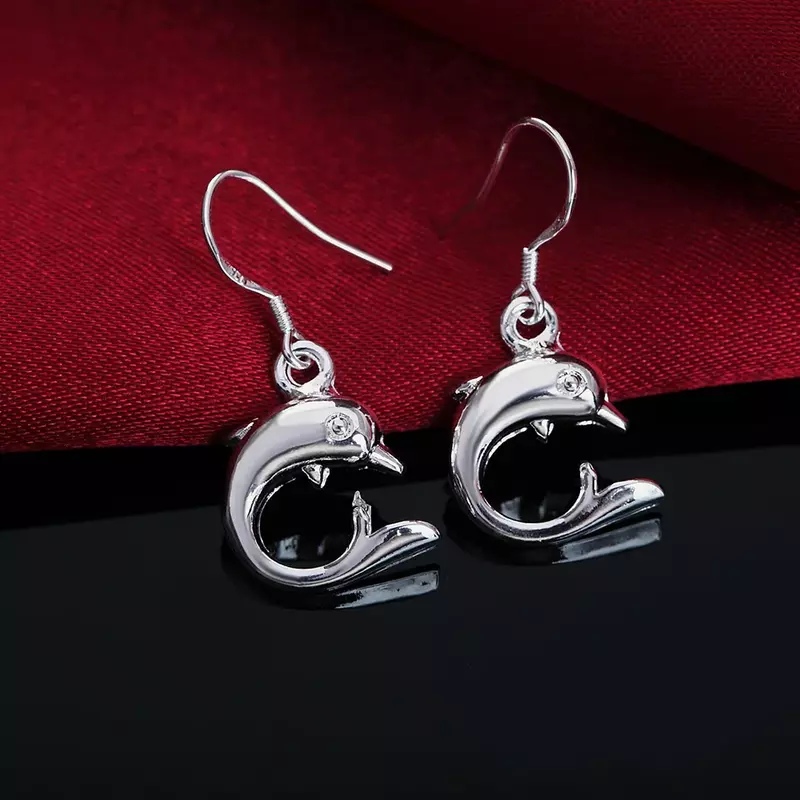 Hot charms 925 Sterling Silver little dolphin orecchini pendenti per le donne fashion party gioielli da sposa regali di natale