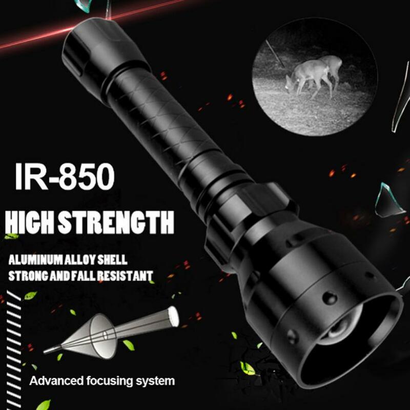Linterna infrarroja de largo alcance para caza, linterna táctica LED T50, 10W, IR, 850nm, visión nocturna, con zoom