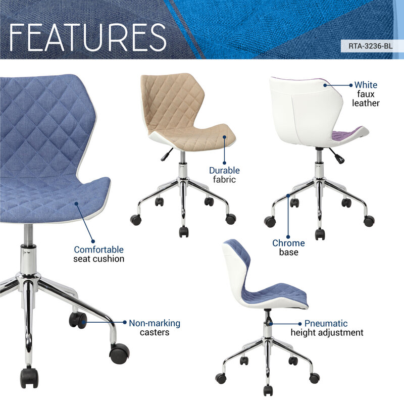 Techni mobile-silla de trabajo de altura ajustable, asiento moderno azul, solución cómoda y elegante para su espacio de trabajo