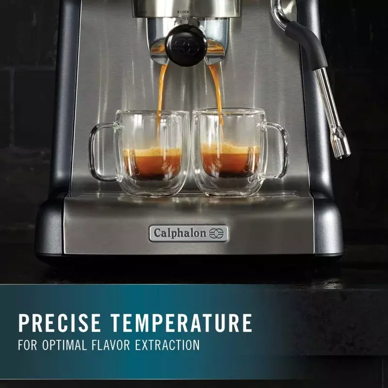 Mesin Espresso Calphalon Temp Temp iQ dengan tongkat uap, tahan karat