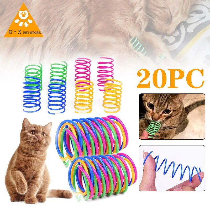 Brinquedos de primavera para gato e gatinho, durável, calibre pesado, colorido, espiral, para animal de estimação, 4/8/16/20pcs