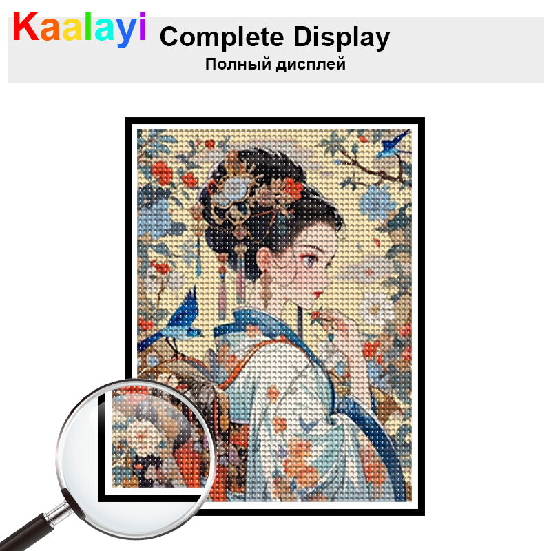Estilo antigo chinês meninas pintura diamante, bordado mosaico completo, ponto cruz Kits, decoração de casa, presente dos desenhos animados, DIY, 4, 2024