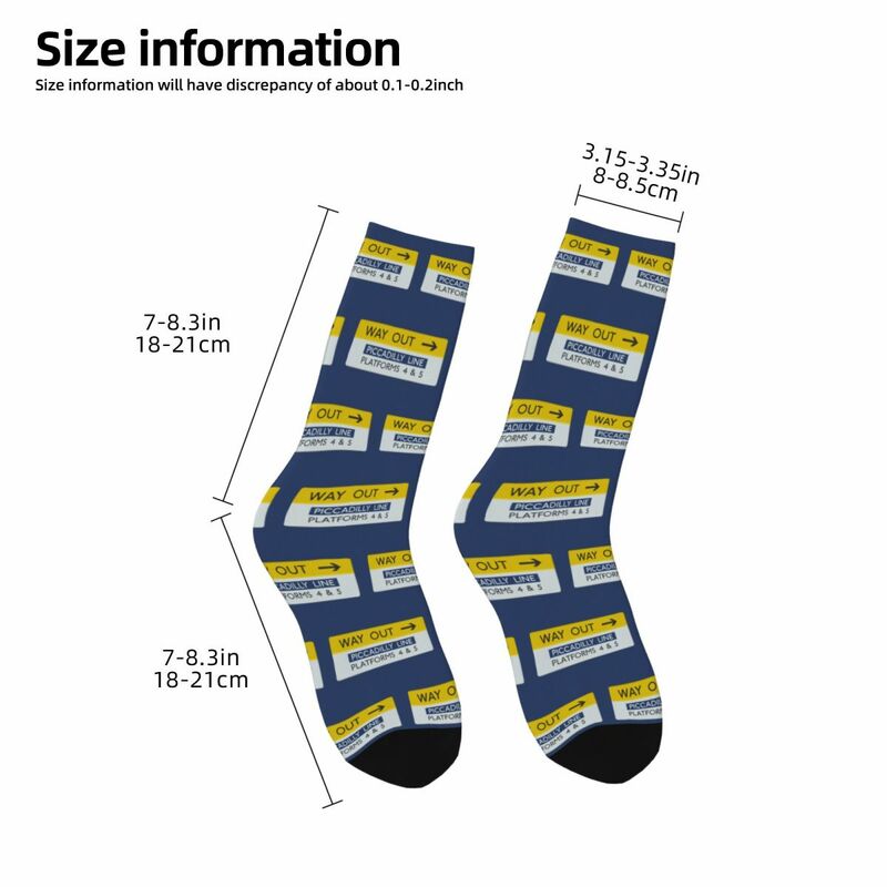 London Underground Way Out Sign Socks Harajuku Sweat Absorbing Stockings All Season Long Socks Accessories for Unisex Gifts