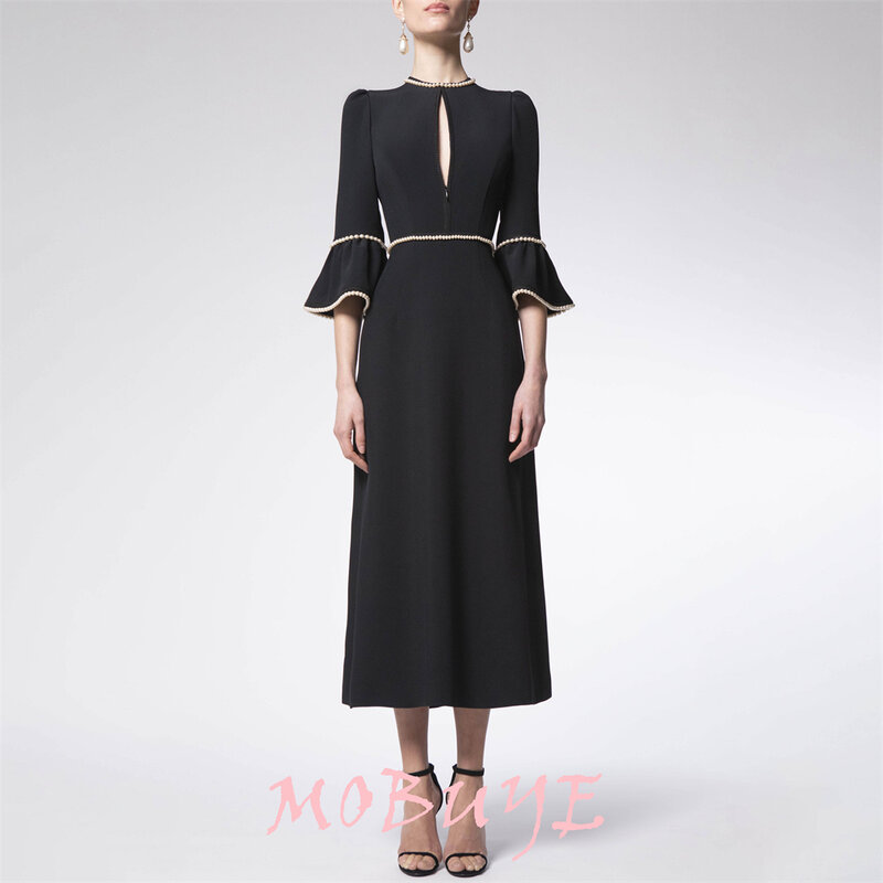 Mobuye 2024 beliebt o Ausschnitt Ballkleid knöchel lang mit langen Ärmeln Abend mode elegantes Party kleid für Frauen