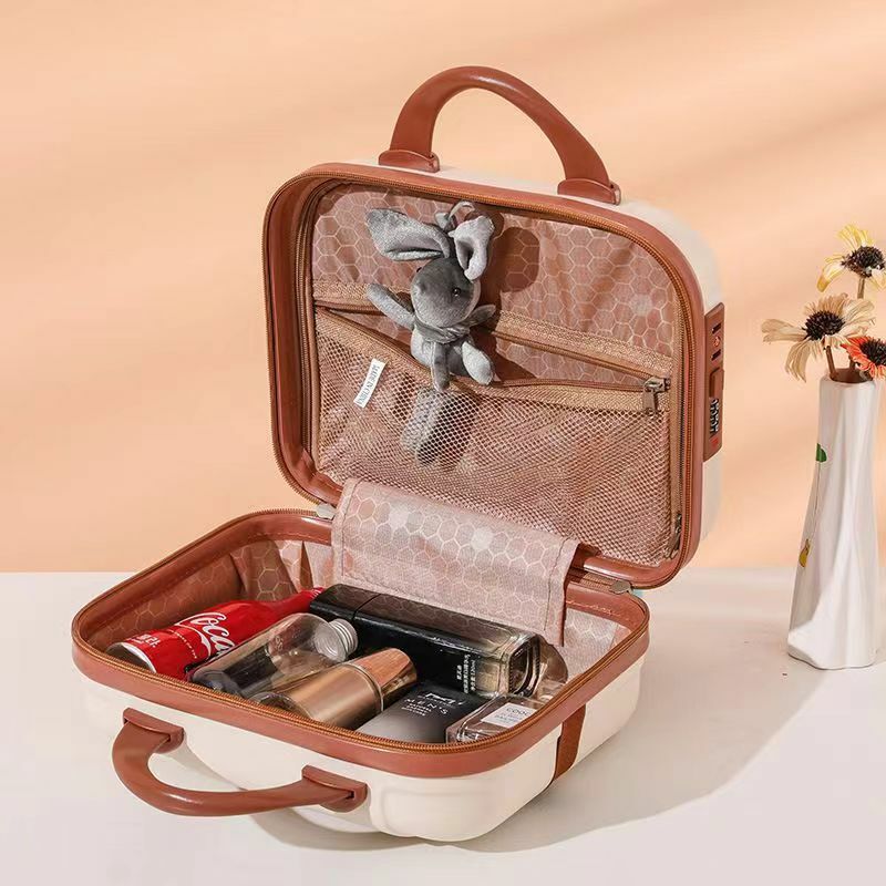 Portable voyage 14 pouces valise de transport avec mot de passe verrouillage maquillage boîte maquillage petite cabine Mini sac de rangement embarquement bagages boîte de réception cadeaux de vacances pour les femmes