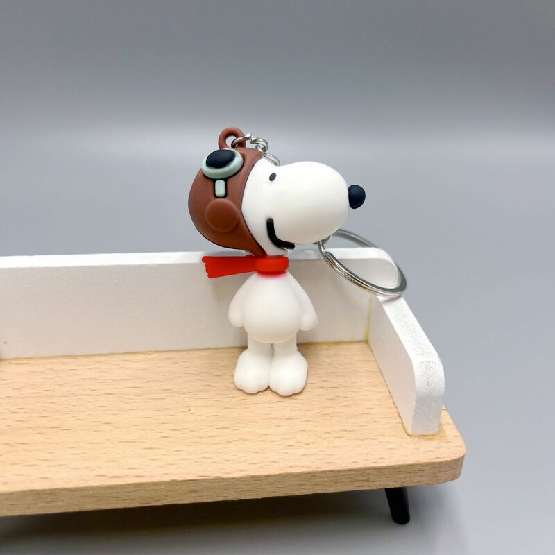 Chaveiro de plástico macio Snoopy, Boneca dos desenhos animados, Pingente Schoolbag, Pingente de carro bonito, Kawaii, Snoopy Brown, Criativo