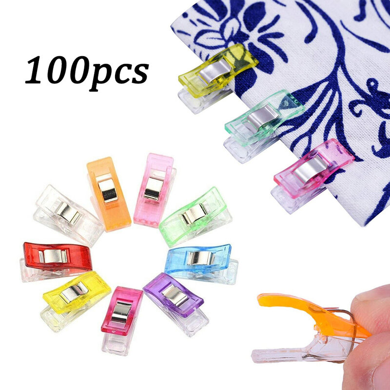 Plástico colorido costurando clipes, 100pcs, clipes multiúso, para acolchoar, artesanato