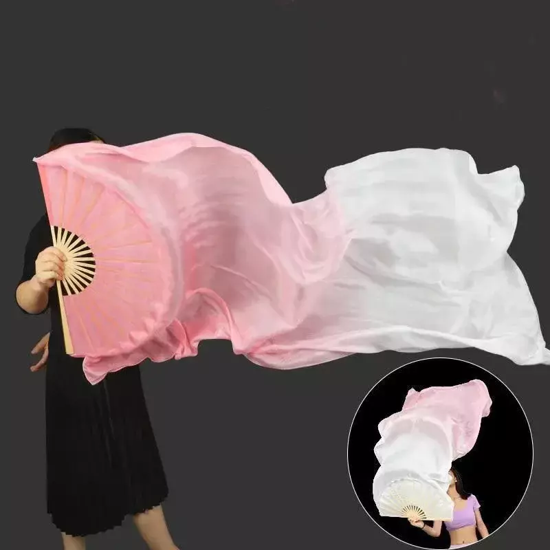 Hot Sell Kid Women Classical Belly Dancing Fan 1pcs Gradient Color Dancer Practice Long Imitation Silk Fans Rayon Silk Fans