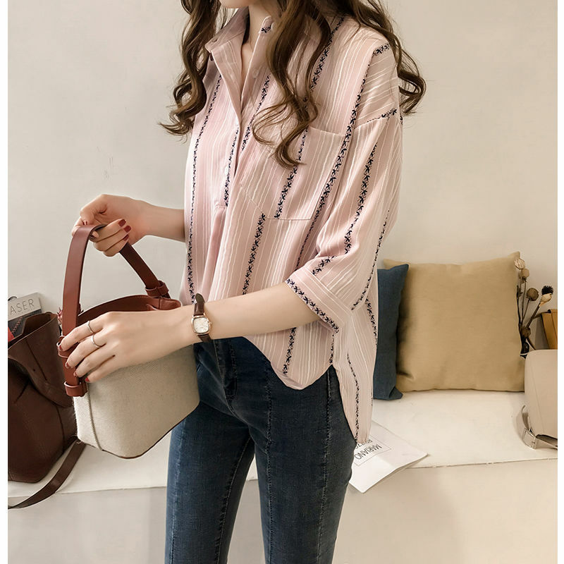 Рубашка-поло женская с длинным рукавом, Модная элегантная повседневная универсальная одежда в западном стиле, однотонная Свободная блузка, весна-осень