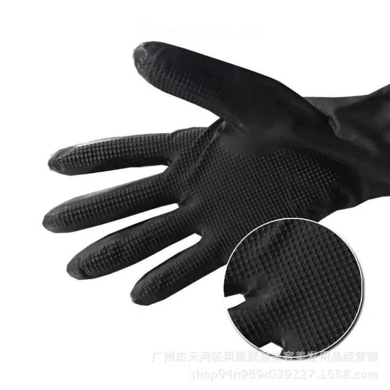 Black Salon Dyed Hair Rubber Gloves Perm Curling Hairdressing Heat Resistant Finger Waterproof Glove