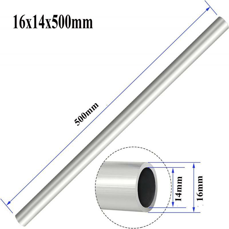 Tubo de aleación de aluminio redondo y recto, diámetro interior de 3 ~ 18mm, grosor de 1mm, 6063mm/500mm, OD 5 ~ 20mm, 1 piezas