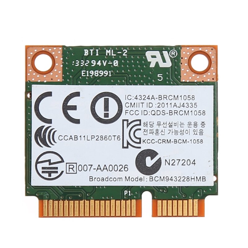 ハーフミニpci-eカード,wi-fi 802.11a/b/g/n,bluetooth 2.4,デュアルバンド300 5g 4.0 m,hp bcm943228hmb sps 718451-001用