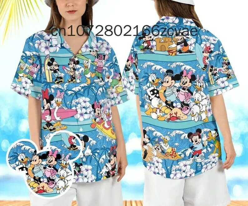 Gdzie marzenia się spełniają Disneyland hawajskie koszule męskich i damskich guzików Mickey hawajskie koszule Casual Fashion Street Shirts