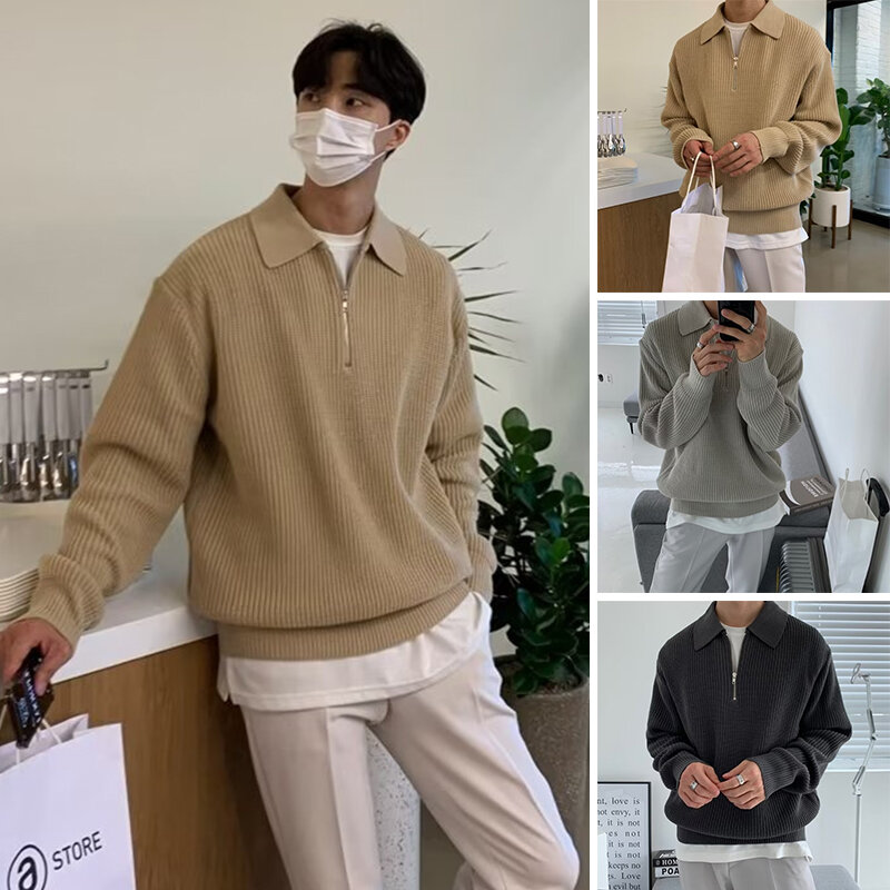 Heren Koreaanse Mode Gebreide Harajuku Gebreide Trui Casual Truien Truien Warm Sweatshirts Vintage Truien Man Winter Kleding