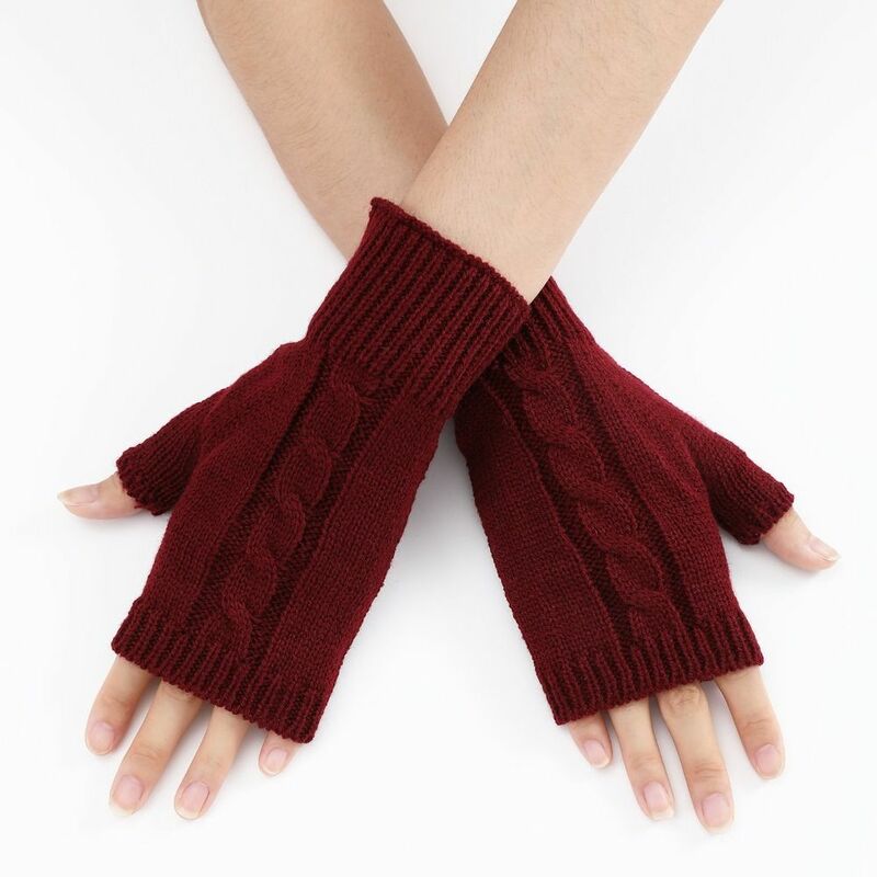 Half Finger Knitted Gloves Fashion Hand Warmer Twists Pattern Winter Mittens False Sleeves Wrist Sleeves Cover Women Girls