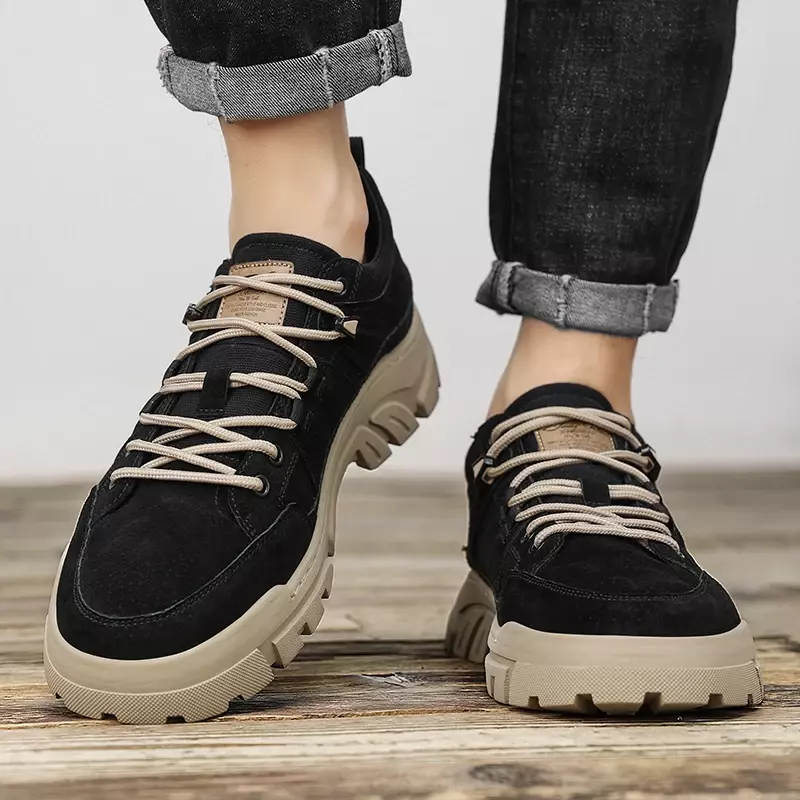 سميكة سوليد أكسفورد أحذية للرجال ، ملابس العمل ، أحذية المشي لمسافات طويلة في الهواء الطلق ، الدانتيل يصل المضادة للانزلاق ، العلامة التجارية العصرية