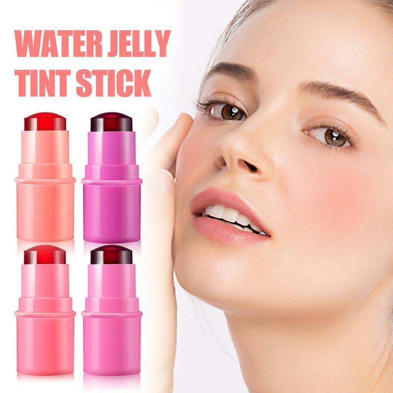 4 Colors Jelly Blush Stick Water Jelly Tint Stick Long-lasting Cheek Lip Stain Face Lip Hydrating & Jelly Tint Milk Blush M K7U5