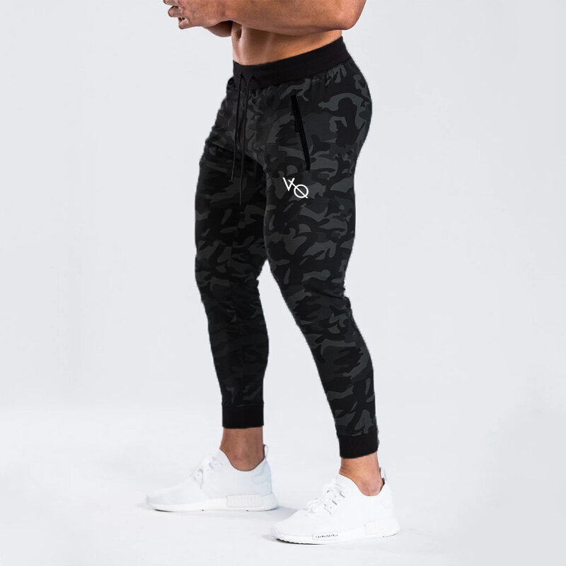 ใหม่ผู้ชาย Sweatpants ฝ้ายลวงตากางเกงกีฬา Jogger ฟิตเนสกางเกงวิ่ง Gym เพาะกายยืดกางเกง