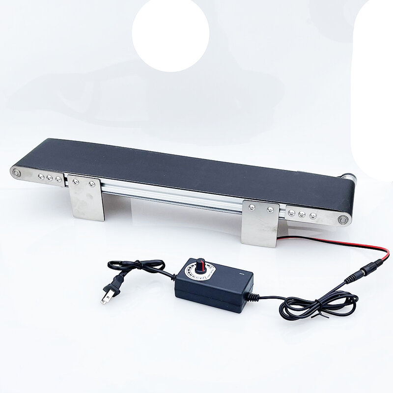 PVC Rubber Conveyor Belt para Braço Robô, Linha de Montagem, Velocidade Ajustável, Metal, School Science Experiments, 50cm x 10cm