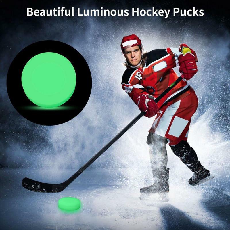 Bolas de Hockey sobre hielo que brillan en la oscuridad, Puck de Hockey sobre hielo, Bolas brillantes, suministros para fiestas, pelotas deportivas
