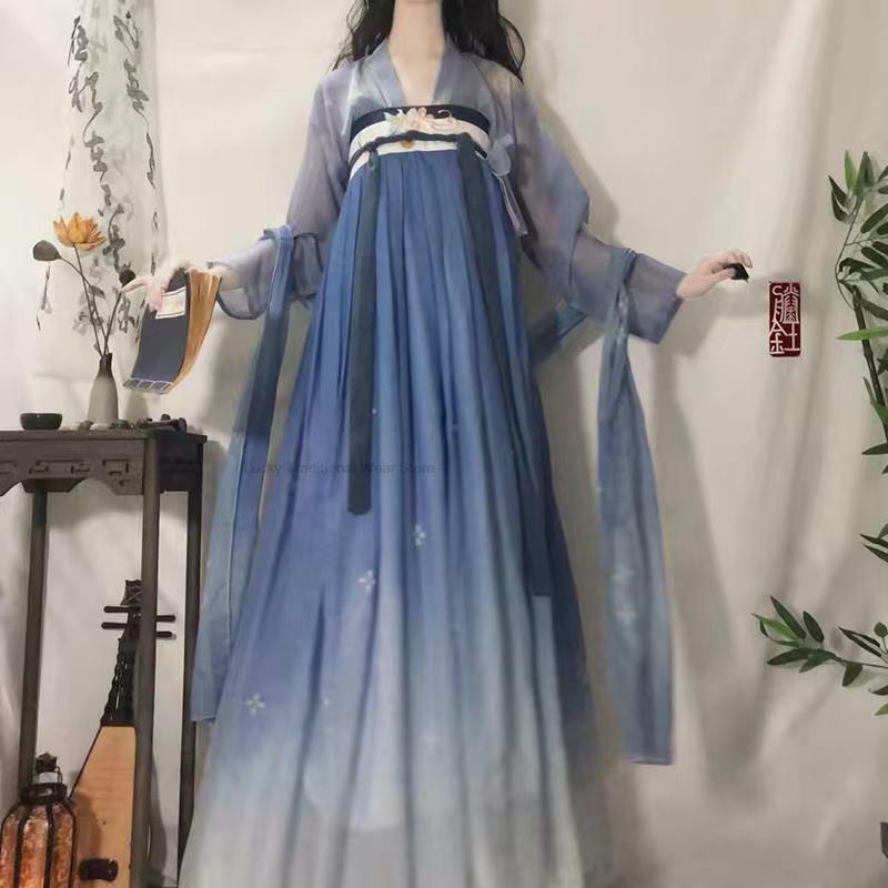 Hanfu Dress Women Ancient Chinese tradizionale Folk Dance Vintage Outfit donna Cosplay ricamato Ancient Princess Suit