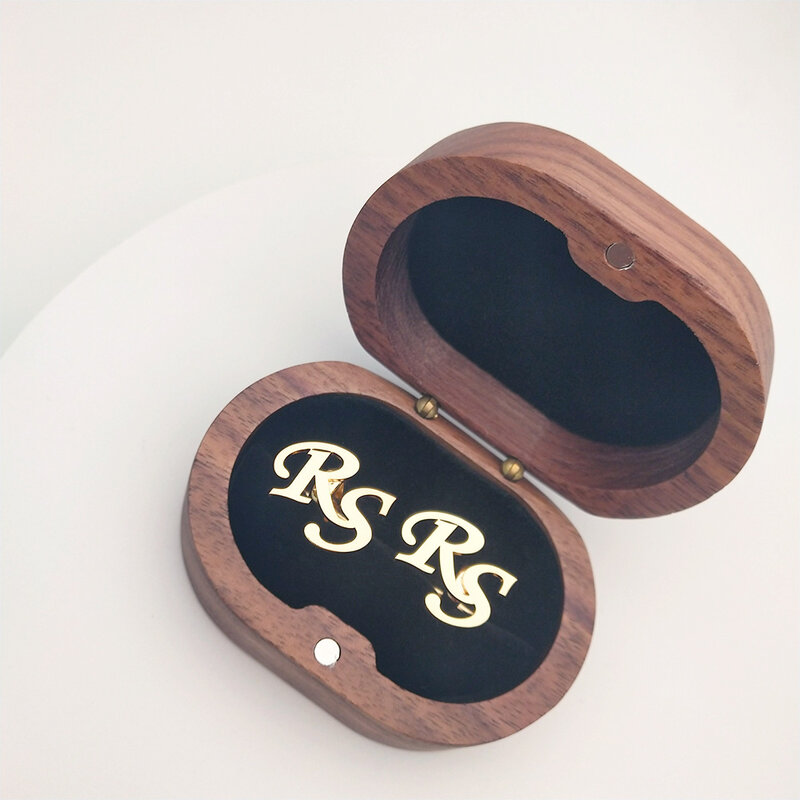 Tangula Custom Cufflinks For Groom Men's Stainless Steel Initials Cufflinks Wish Oak Gift Box Wedding Bridegroom Jewelry Gift