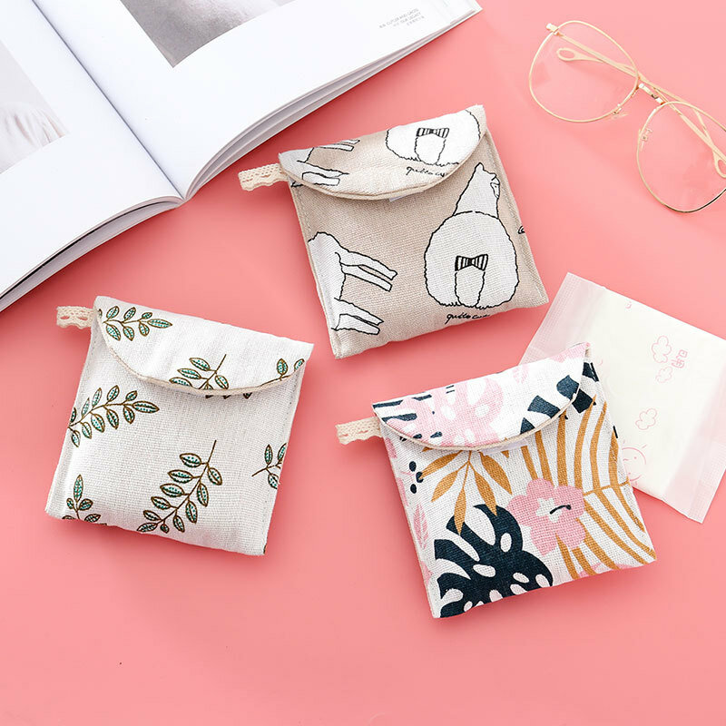 Portable Women Cosmetic Organizer Sanitary Napkin Storage Bag Girls Ladies Cute Coin Card Sanitary Pad Pouch Small Cosmetic Bag