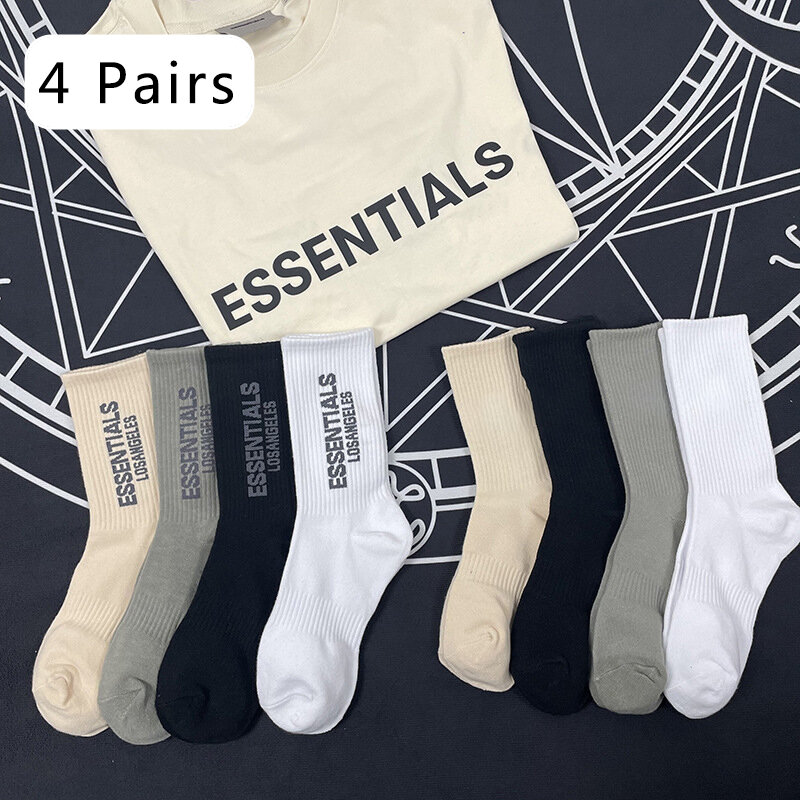 Calcetines deportivos de algodón para hombre y mujer, medias transpirables de media pantorrilla, estilo Hip-hop, para Skateboarding, 4 piezas