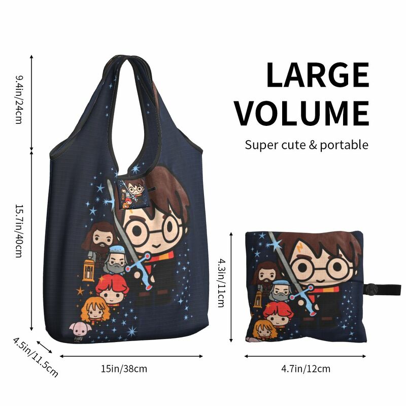 Stregoneria e Wizardry Cartoon Cosplay drogheria Shopping Tote Bags Cute Magic Witch Wizard Movie Shoulder Shopper Bags borse