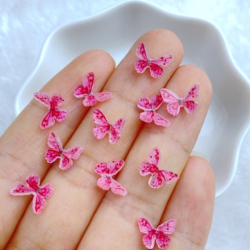 30 buah baru lucu Mini 7*9mm seri kupu-kupu Resin patung kecil Flatback ornamen perhiasan membuat manikur Aksesori rambut