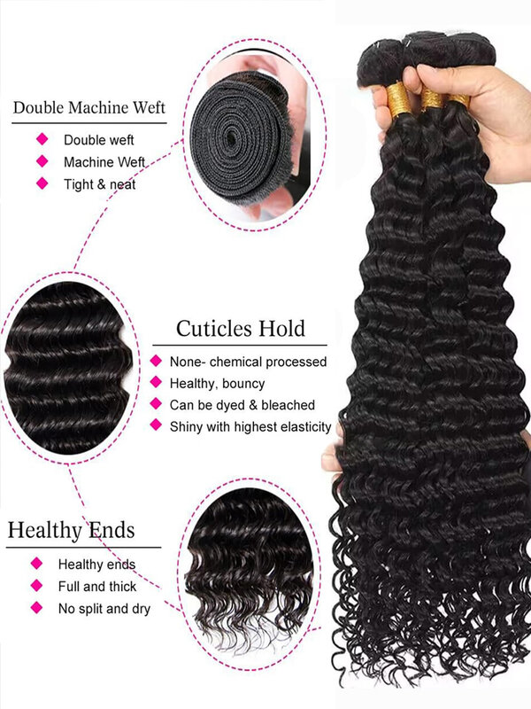 28 30 Inch Loose Deep Wave Human Hair Bundles Brazilian Curly 1 3 Bundles Remy Raw Hair Extensions Virgin Hair Weave for Women